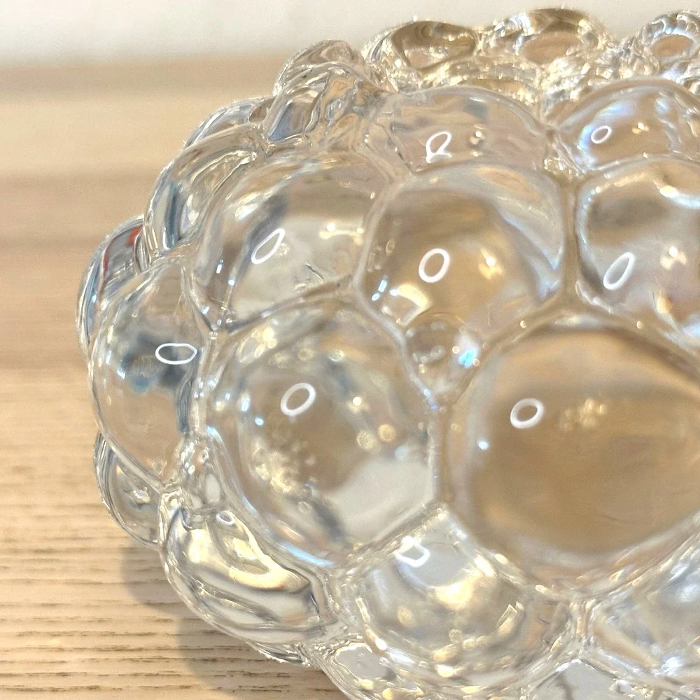 Orrefors Raspberry Art Glass Votive Candle Holder Tealight Bubble Texture Modern